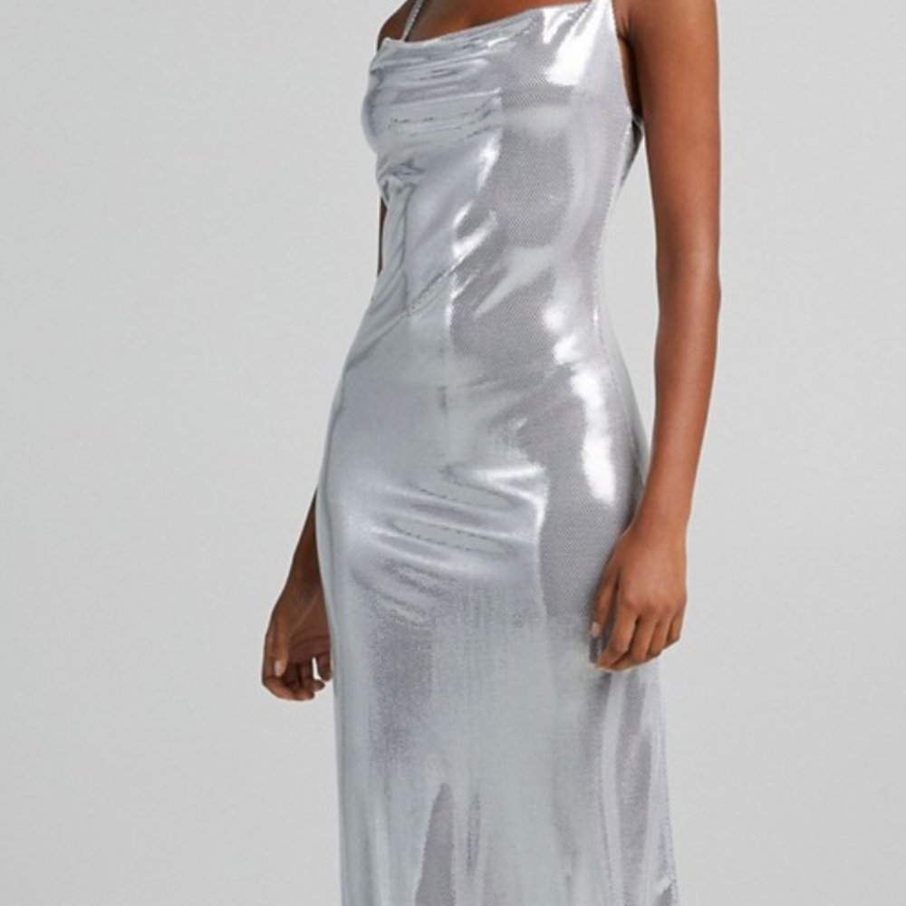 Y2K Silver Midi Dress